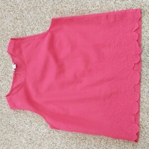 J. Crew Embroidered Scalloped Hem Linen Blend Top Small